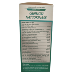 Brain Care Ginkgo Nattokinase giúp tăng cường tuần hoàn máu não, giảm đau đầu, chóng mặt, ù tai. Hỗ trợ cải thiện trí nhớ và phục hồi sau tai biến.