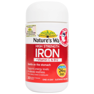 Viên Sắt Sinh Học Nature’s Way bổ sung sắt hữu cơ cùng vitamin C & B12, hỗ trợ hấp thu tốt, không gây táo bón, phù hợp với phụ nữ mang thai và cho con bú.
