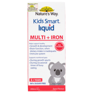 Sắt nước Nature's Way Kids Smart Multi Iron bổ sung sắt và 10 vi chất thiết yếu giúp trẻ ăn ngon, ngủ ngon, hỗ trợ phát triển thể chất và trí tuệ.